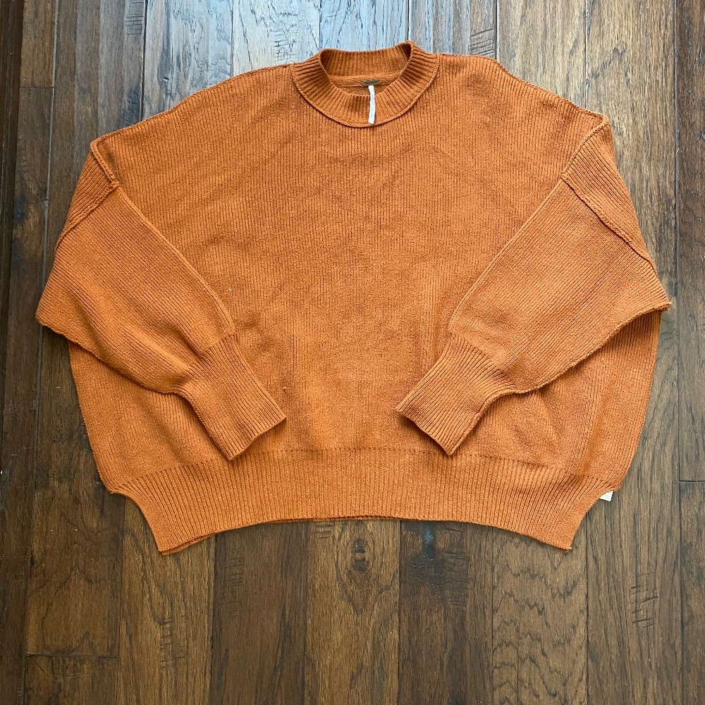 Free People Size Small Easy Street Sweater Tunic Burnt Orange